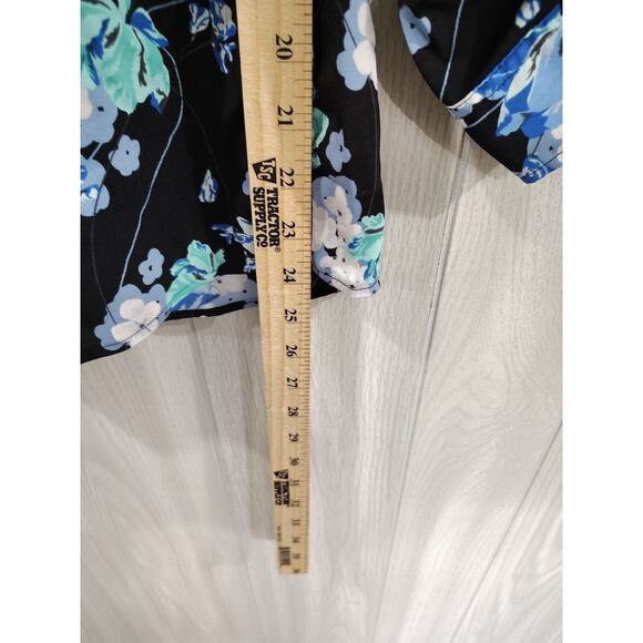 Women's Dark Floral Fairy Peasant Top Size M Pockets Festival Casual Office - Picture 7 of 8